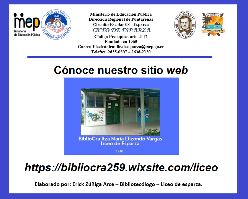 Sitio web: Biblioteca Itza María del Liceo De Esparza
