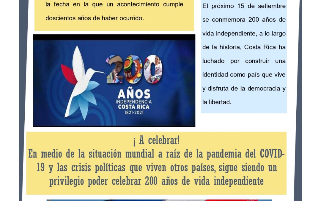 Infografía para la conmemoración del bicentenario de la independencia de Costa Rica