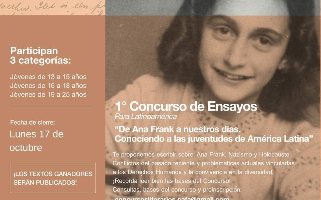 1° Concurso de Ensayos para Latinoamérica “De Ana Frank a nuestros días. Conociendo a las juventudes de América Latina”