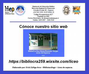 Sitio web: Biblioteca Itza María del Liceo De Esparza